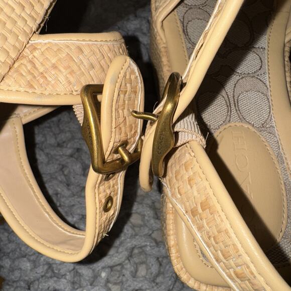 Coach Naomi Jacord Straw Platform Sandals 8 Women’s Vacation - Picture 9 of 9